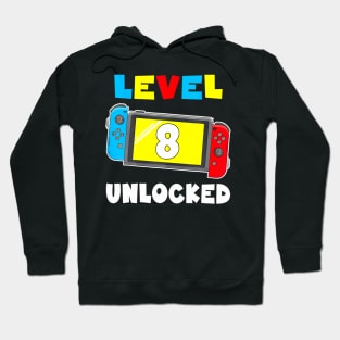 Level 8 Unlocked Gamer 8th Birthday Hoodie